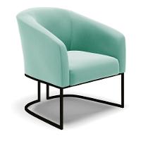 Poltrona Stella Suede Base Industrial Preto - D'Rossi Cor Azul Turquesa - 1