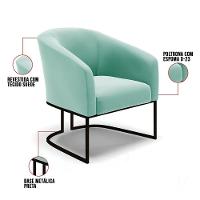 Poltrona Stella Suede Base Industrial Preto - D'Rossi Cor Azul Turquesa