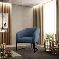 Poltrona Stella Suede Azul Marinho Base Industrial Preto - D'Rossi - 8