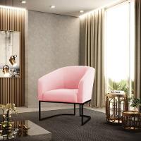 Poltrona Stella Suede Base Industrial Preto - D'Rossi Cor Rosa Bebê - 12