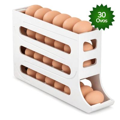 Organizador para Geladeira Porta Ovos Dispenser 4 Andares em Plástico para 30 Ovos Branco