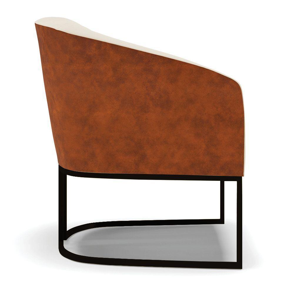 Poltrona Stella Corano Nozes Com Linho Bege A19 Base Industrial Preto - D'Rossi - 5