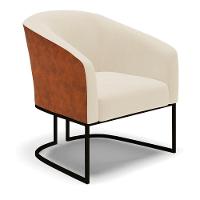 Poltrona Stella Corano Nozes Com Linho Bege A19 Base Industrial Preto - D'Rossi - 1