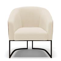 Poltrona Stella Corano Nozes Com Linho Bege A19 Base Industrial Preto - D'Rossi - 6