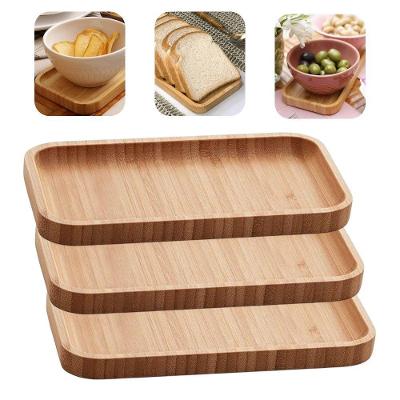 Bandeja Hire Petisqueira Multiuso Bambu Borda Elevada para Aperitivos Bege Lyor Kit com 3