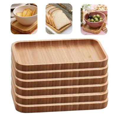 Bandeja de Bambu Petisqueira Multiuso com Borda Elevada para Aperitivos Bege Lyor Kit com 6