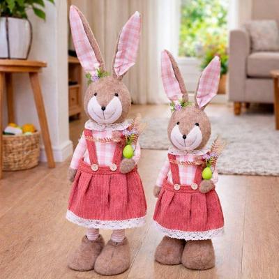 Boneca Coelha Boneco de Pascoa Decoração com Pernas Ajustáveis Vermelho