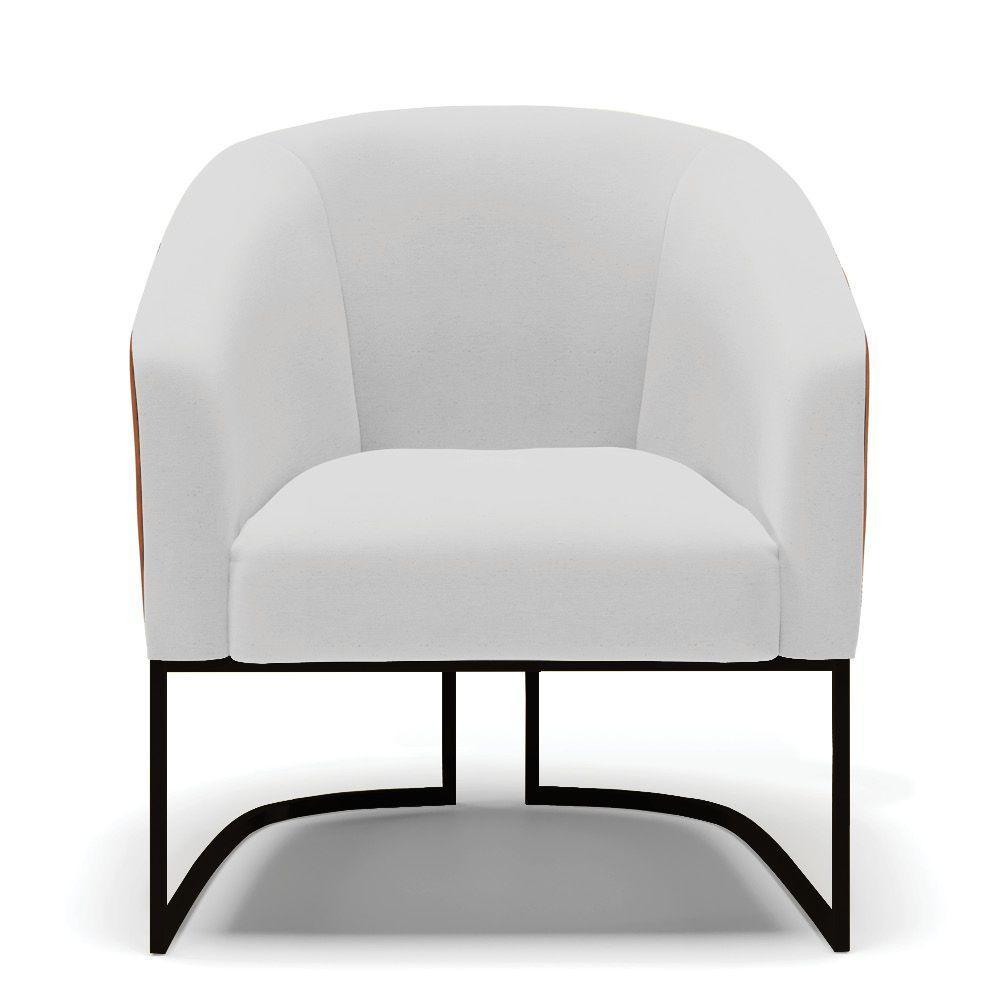 Poltrona Stella Corano Nozes Com Linho Cinza A05 Base Industrial Preto - D'Rossi - 6