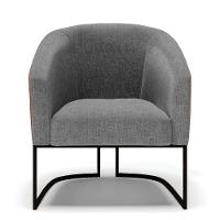 Poltrona Stella Corano Nozes Com Linho Grafite A26 Base Industrial Preto - D'Rossi - 6