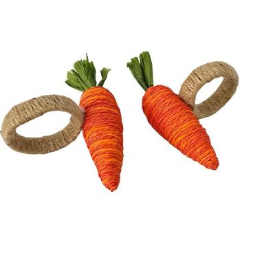 Anel para Guardanapo Cenoura Juta e Palha Natural Kit 2 Peças Cromus