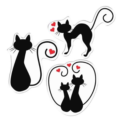Adesivos Resinados Gatos Casal Amor Preto Cobra Motoparts