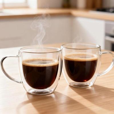 Xícara Jogo 2 de Vidro Parede Dupla 250ml Borossilicato Térmico para Café Expresso