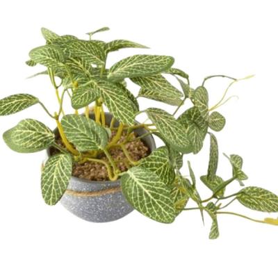 Vaso com Planta Artificial CB3574 Quadrado Plástico Cinza
