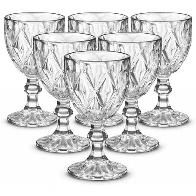 Taça Diamond para Bebidas Vidro Elegante Resistente para Cozinha Bar Transparente 315ML 6 Peças