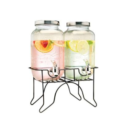 Suqueira Dupla de Vidro 10L com Suporte Metálico para Festas e Churrascos Transparente Yeet