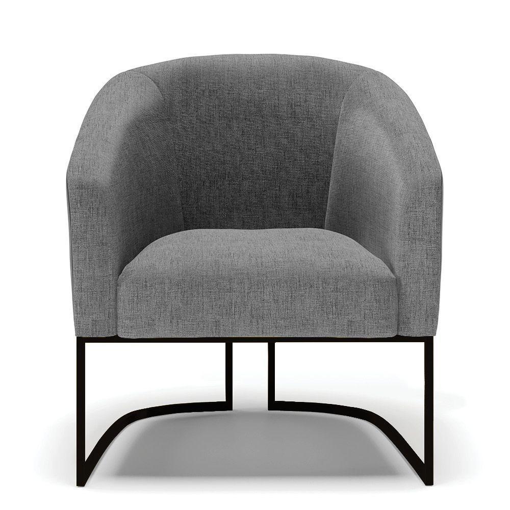 Poltrona Stella Corano Preto Com Linho Grafite A26 Base Industrial Preto - D'Rossi - 6