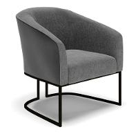 Poltrona Stella Corano Preto Com Linho Grafite A26 Base Industrial Preto - D'Rossi - 1