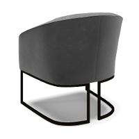 Poltrona Stella Corano Preto Com Linho Grafite A26 Base Industrial Preto - D'Rossi