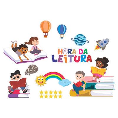 Adesivo Decorativo Infantil Hora da Leitura Tema Educativo Cores Coloridas Teu Adesivo
