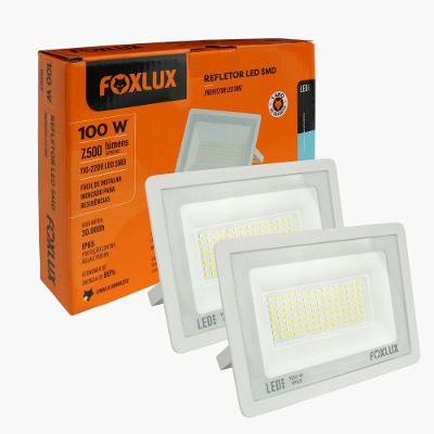 Refletor LED 100W Foxlux 7500 Lumens Branco Frio IP65 Bivolt