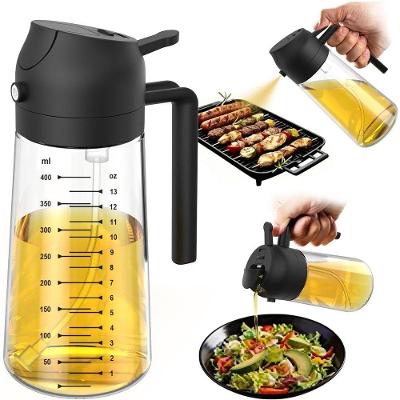 Pulverizador de Azeite de Oliva 2 em 1 para Cozinhar com Bocal de Precisão Vidro Livre de BPA Preto