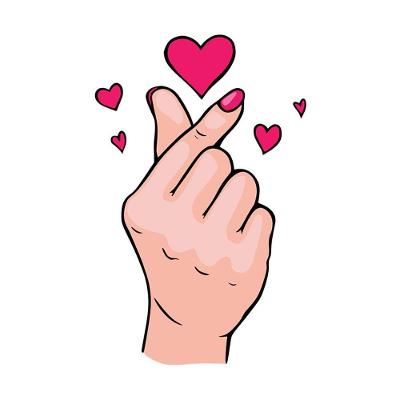 Adesivo Decorativo Coração Coreano Mão Finger Heart Design Exclusivo Colorido Teu Adesivo