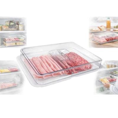 Pote Porta Frios Acrílico Hermético com 2 Divisórias Branco Organizador de Geladeira