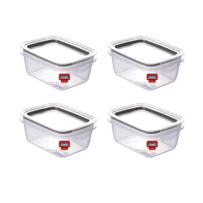 Pote Hermético Kit 4 Potes Retangulares 550ML Polipropileno Empilhável para Alimentos Transparente