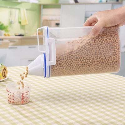 Pote Hermético Jheppbay 2L com Bico e Copo Medidor Plástico PP para Armazenamento na Cozinha