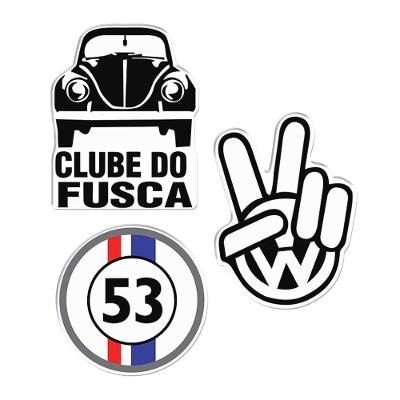 Kit Adesivos Decorativos Automotivos Clube do Fusca 53 Paz Preto Cobra Motoparts