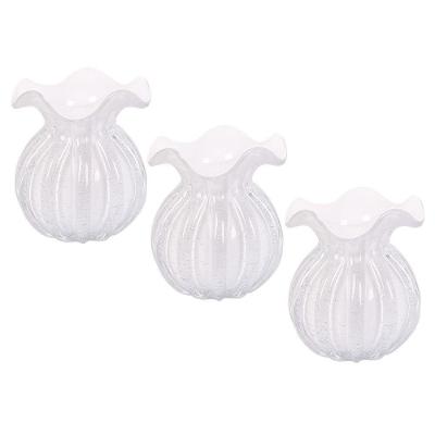 Kit 3 Vaso de Vidro Murano Trouxinha Orgânico Artesanal Branco Leitoso Lemis