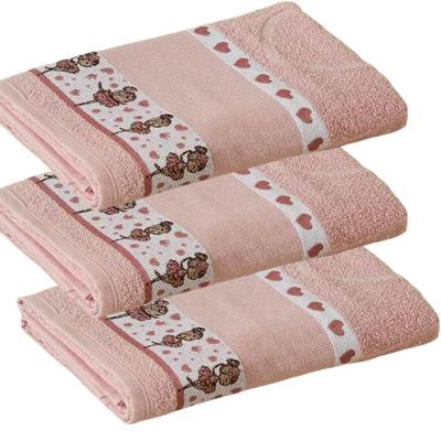 Kit 3 Toalhas de Banho Funny 100% Algodão 340g-m² Rosa LM Peter