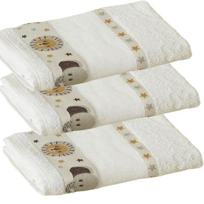 Kit 3 Toalhas de Banho Funny 100% Algodão 340g-m² Branco Off-White LM Peter