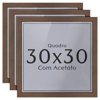 Kit 3 Molduras 30x30 Quadro Amadeirado Ypê