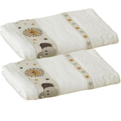 Kit 2 Toalhas de Banho Funny 100% Algodão 340g-m2 Felpuda Branco Off-White LM Peter