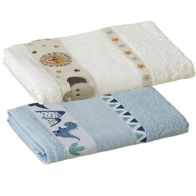 Kit 2 Toalhas de Banho Funny 100% Algodão 340g-m2 Azul e Branco LM Peter