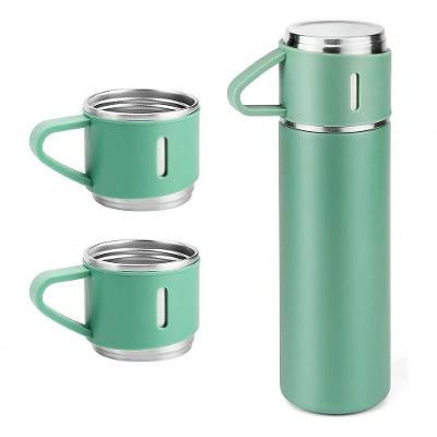 Garrafa Térmica Kit 500ml com 3 Xícaras Inox Isolamento a Vácuo de Camada Dupla para Café e Chá