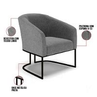 Poltrona Stella Linho Base Industrial Preto - D'Rossi Cor A26 Grafite