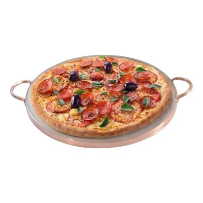 Forma de Pizza de Pedra Sabão com Alças de Cobre Propaga Calor Uniformemente para Forno São José