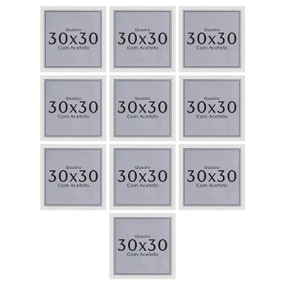Kit 10 Quadros 30x30 com Moldura Quadrado MDF Acetato Branco