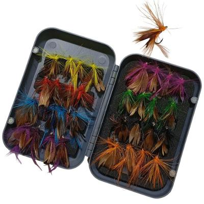 Isca de Pesca Mosca Artificial 32 Modelos Coloridos com Estojo Cinza