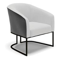 Poltrona Stella Corano Preto Com Linho Cinza A05 Base Industrial Preto - D'Rossi - 1