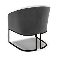 Poltrona Stella Corano Preto Com Linho Cinza A05 Base Industrial Preto - D'Rossi