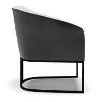 Poltrona Stella Corano Preto Com Linho Cinza A05 Base Industrial Preto - D'Rossi - 5