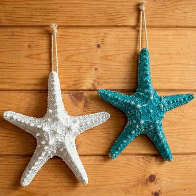Enfeite Estrela do Mar em Resina Kit 2 Azul e Branco