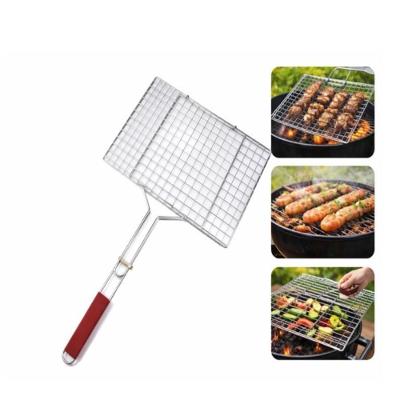 Grelha Dupla Churrasqueira Vira Fácil com Cabo Aramada Aço Inox Multiuso para Carne Peixe Pão