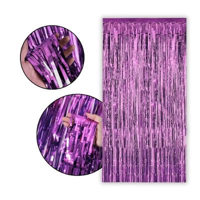 Cortina Decorativa Fitas Metalizadas Polietileno 1x2 Metros Lilás