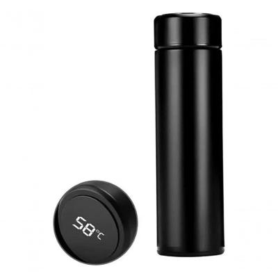 Garrafa Térmica 500ml Display Led Inox com Visor Digital para Bebidas Quentes Preto