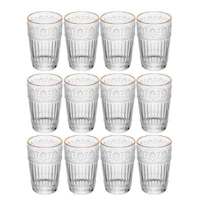 Copo Mauve com Fio de Ouro 350ml de Cristal Ecológico Kit 12 Unidades Wolff