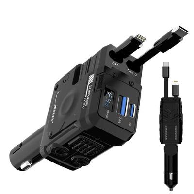 Carregador Veicular Leva Pra Malhar SU-RET2 120W Preto com Cabos Retráteis
